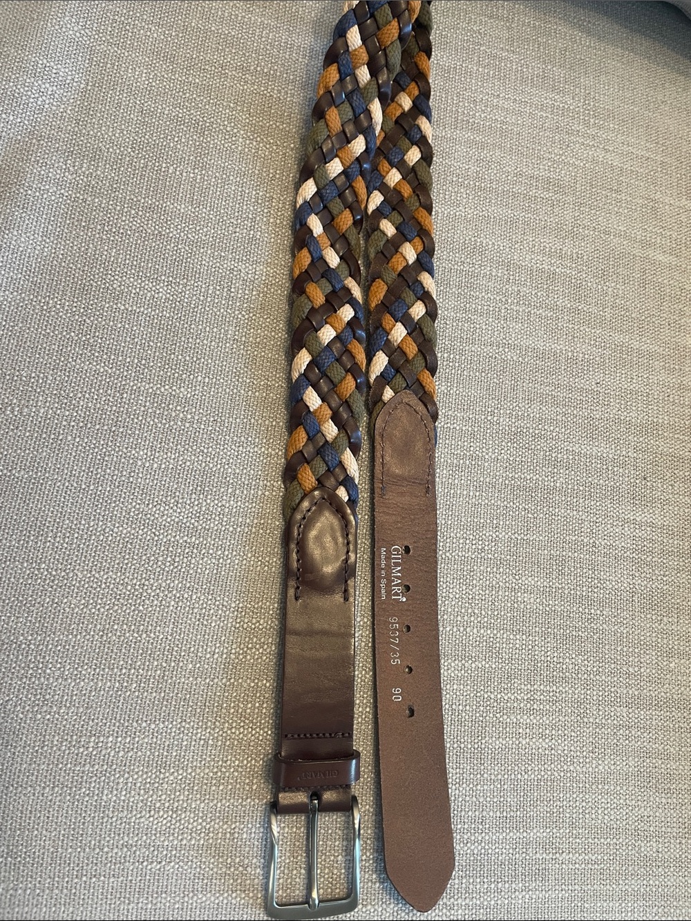 Multicolor Braided Leather Men’s Belt - Brown/Tan/Blue/Gray